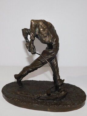 RARE Genesis Fine Arts Bronze look Golf Figurine "BIG HITTER"  Ireland Sculpture